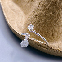 wholesale Fine Silver Bamboo Knot Plum Blossom Tassel Fortune Pendant Plain Ring, Douyin Viral Supplier Wholesale for Female Best Friends-Plum Blossom Lucky Ring Adjustable opening