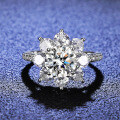 Silver Moissanite Ring Sunflower Design Wholesale Live Stream-0-1