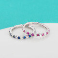 wholesale S925 Silver minimalist and fashionable blue eternity ring with full pave diamonds and colorful zirconia, lightweight luxury and unique design-0-1