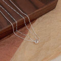 wholesale S925 Sterling Silver Minimalist Double-layer Stacking Niche Lucky Bead Necklace for Women, Understated Personalized Collarbone Chain-0-3