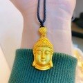 wholesale Metal Material: Gold-plated Same as in gold stores Solid sand gold Buddha head pendant for eternal peace Women's necklace with Vairocana Buddha lotus woven rope, retro style-0-3