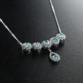S925 Silver Wholesale Sweet Potato Pendant Necklace Set with NaturalBlue Water Jadeite-0-3