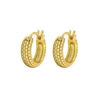 wholesale S925 Sterling Silver 1902 Korean Version Ins Small and Minimalist Design Geometric Circle Woven Texture Ear Clips for Women-18K gold 925 silver
