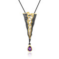 wholesale 925 Silver Designer High-End Gemstone Pendant, Italian Craftsmanship Vintage Amethyst Necklace Pendant-0-5