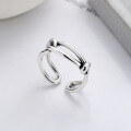 wholesale S925 Sterling Silver Irregular Cross Knot Open Ring, Fashionable Commuting Unisex Versatile Band-0-0