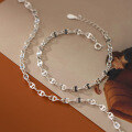 wholesale S925 Silver Anklet for Women Korean Style Minimalist Hollow Pig Nose Clasp Fashion Jewelry S4672-0-0