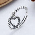wholesale S925 Sterling Silver Ins Style Personalized Cupid Heart Ring, Korean Minimalist Simple Temperament Aloof Adjustable Ring-0-2