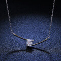 Sterling Silver Pendant Necklace with 1-Carat Moissanite and Fashion Cross Lightning Design-0-2