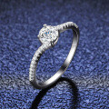925 Silver Moissanite Ring Four Prong Shiny Diamond-0-3