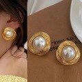 wholesale S925 Silver Exaggerated Style Pearl Earrings for Women, Versatile Fashion, Temperament, Aloof Style Trendy Ear Accessories-0-1
