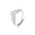 wholesale S925 Sterling Silver Zirconia Seven Princess Ring for Women, Small and Niche Stackable Row Ring,HW。-0-27
