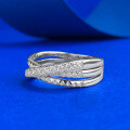 wholesale S925 silver new jewelry cross pave zirconia line luxury ring for women-0-1