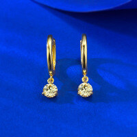 wholesale S925 Silver Metal, 5mm Yellow Round Crystal Gold Tone Ear Clips Earrings for Women-E653 Yellow Diamond Gold &gt;925 Silver