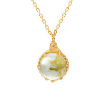 wholesale Metal: S925 Silver Plated with 14k Gold Duli Jewelry 23 Spring Japanese Cute Style Lemon Crystal Three-Dimensional Cat Necklace-Lemon Quartz 3D Cat Necklace 925 Silver