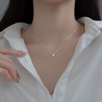 wholesale Sterling Silver Mini Star Necklace Pendant Women's Korean Style Five-Point Star Pendant Cute and Delicate Silver Collarbone Chain D4938-s925 silver necklace-silver 925 silver