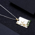 wholesale S925 Sterling Silver New Chinese Style Gemstone Pendant Original Design with Natural Diopside Topaz Amethyst Necklace-0-2