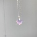 wholesale S925 Sterling Silver Amethyst Chalcedony Heart Pendant Necklace, Sweet Exquisite Fresh Niche Design High-end Youth Collarbone Chain-0-1