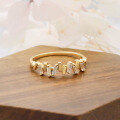 wholesale S925 Silver Plated 14k Gold White Zircon Ring, Japanese Retro Minimalist Style-0-3