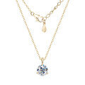 S925 Silver D Color Moissanite Three-Prong Single Stone Pendant Necklace-0-5