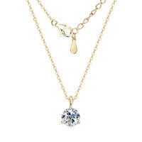 S925 Silver D Color Moissanite Three-Prong Single Stone Pendant Necklace-1-carat three-prong solitaire necklace [K gold]  925 silver