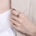 wholesale S925 Sterling Silver Korean Dongdaemun Retro English Word Patch Heart Creative Adjustable Ring-0-3