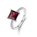 wholesale S925 Sterling Silver Square Ring with Natural Crystal Garnet 7mm Topaz Rainbow Candy Color-0-4