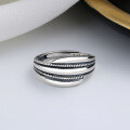 wholesale S925 Sterling Silver Retro Vintage Geometric Irregular Twist Ring, Fashionable and Trendy Index Finger Ring for Women-0-1