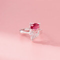 wholesale 990 Sterling Silver Popular Live-Streaming Hit Ring, Ins Style Niche Design Red Diamond Fox Ring R02553-0-4