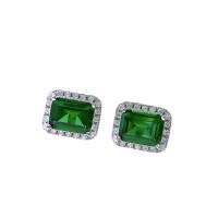 wholesale S925 Sterling Silver Earrings Retro Cultivated Emerald Cut 6*8 Summer Versatile Women's Jewelry Live-E067