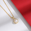wholesale Gold Plated S925 Sterling Silver National Tide Style Lucky Bag Necklace Women's Collarbone Chain Freshwater Pearl Pendant Small and Exquisite Design Jewelry-0-3