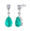 wholesale 925 Sterling Silver TikTok Viral Paraiba Ring Earring Necklace Set with Emerald Zirconia High-end Jewelry-0-4