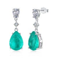 wholesale 925 Sterling Silver TikTok Viral Paraiba Ring Earring Necklace Set with Emerald Zirconia High-end Jewelry-DY110165-SW-PL 925 silver