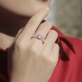 925 Sterling Silver Double Row Micro Pave Four Prong Moissanite Ring-0-1