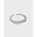 wholesale S925 Sterling Silver Korean Version Ins Niche Design Geometric Square Tulip Smooth Texture Open Adjustable Ring for Women-0-0
