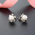 wholesale S925 Sterling Silver Pearl Earrings for Women, Fashionable and Elegant New Design Floral Stud Earrings-0-5