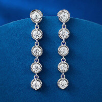 wholesale S925 Sterling Silver New Bubble Earrings, Small and Exquisite, Elegant, Versatile for Daily Wear, Fringe Design-E386 White Diamond >925 Silver