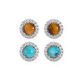 wholesale S925 Sterling Silver 829 Niche Design Ins Light Luxury High-End Circular Full Diamond Inlaid Natural Turquoise Earrings for Women-0-4