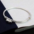 wholesale 999 Silver Coiled Tail Smooth Bangle with Bell, Women's Fortune Halo Minimalist Luxury Bracelet, Versatile Hand Accessory-0-2