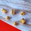 wholesale S925 Silver Gold-Plated Six-Character Mantra Turning Bead DIY Bracelet Necklace Accessory Large Hole Spacer Bead Pure Silver Jewelry-0-1