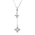 wholesale 999 Silver Maker S999 Dreamy Meteor Four-Leaf Clover Tassel Necklace, Niche Design, High-End Fashion, Minimalist Collarbone Chain-0-4