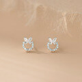 wholesale S925 Sterling Silver Fresh and Sweet Ins Style Small and Unique Design Diamond-inlaid Butterfly Hoop Earrings M06611-0-0