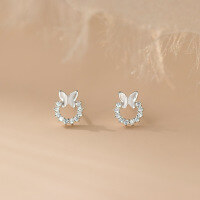 wholesale S925 Sterling Silver Fresh and Sweet Ins Style Small and Unique Design Diamond-inlaid Butterfly Hoop Earrings M06611-S925 silver pair 925 silver