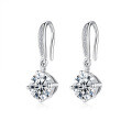 Metal Earrings Women Six-Claw Studs Simple Elegant Wedding Moissanite Gift Fringe Drops-0-3