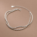 wholesale S925 Sterling Silver Korean-style Silver Bean Starry Sky Double Layer Anklet, Summer Minimalist Fresh Foot Jewelry S5650-0-2