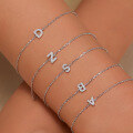 wholesale 925 Sterling Silver 26 Letters Zircon Inlaid Minimalist Luxury High-End Ins Style Cross-Border Best-Selling Jewelry Bracelet-0-2