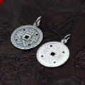 wholesale 990 Sterling Silver Baby Four-Eye Coin Pendant, Pure Silver Infant Child Safe Journey Necklace Ornament Accessory-0-3