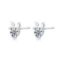 S925 Silver Moissanite Reindeer Antler Earrings-0-3