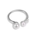 wholesale S925 Sterling Silver INS Style Women's Ring, Personalized High-End Pearl Design with Exquisite Shell Pearl, Adjustable Open Ring-0-5