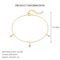 wholesale S925 Sterling Silver Geometric Teardrop Bracelet For Women With Zircon-L874-Gold 925 Silver