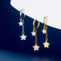 wholesale S925 Sterling Silver Flash Diamond Star Tassel Ear Clips Korean Version Sweet and Personalized Elegant Women's Ear Jewelry M01995-0-1